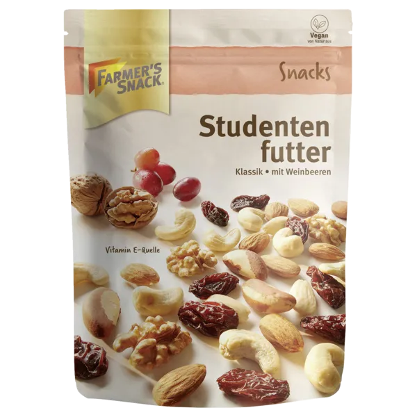 Farmer's Snack Studentenfutter Classic, Mandeln braun, blanchiert oder Walnusskerne