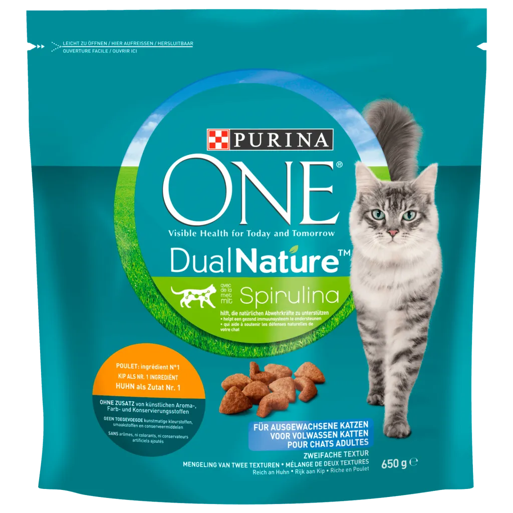 PURINA ONE Dual Nature Trockenfutter Für Katzen - 6 Beutel Mit Huhn & Cranberry